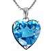 Ocean's Heart-Shaped 4ct Aquamarine Cubic Zirconia Platinum Overlay CAREFREE Sterling Silver Pendant Necklace