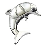 Rhodium Silver Mother of Pearl Dolphin Pendant Hawaiian Jewelry