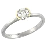14k White Gold Semi Mount (for 5mm Round Diamond) Engagement Ring 1/16 in. (2mm) wide, size 6.5