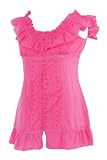 Cerise Button Through Embroidered Gypsy Top