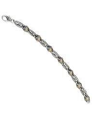 Sterling Silver W/14k Antiqued Link 7in Bracelet
