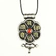 Sterling Silver Om Mantra Buddha Pendant with Coral