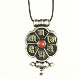Sterling Silver Om Mantra Buddha Pendant with Coral