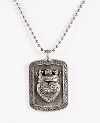 Diabolik 85258 Pewter Crowned Heart Heavy Rocker Dog Tag Pendant