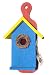 Funky Randy Birdhouse 18" - Antique Bread Board Blue, Yellow, Red Hanging Birdhouse R-101
