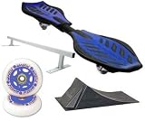 Razor Ripstik BLUE Caster Board Skate Board w/ Deluxe Accessory Kit (Punk Rail & Ramp)