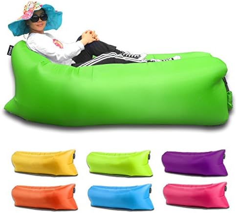Qmagic Inflatable Lounger Air Mattresses Quick Open Hangout as Lounge Chair Bean Bag Air Hammock Sofa Couch Air Bag Outdoor Camping Hiking Bed Portable Lazy Sofa(Green)