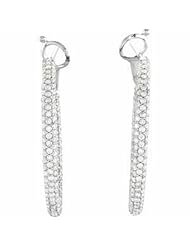 14K White Gold Diamond Inside/Outside Hoop Earrings - 2.00 Ct. -- LIFETIME WARRANTY