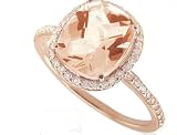 Meira T 14K Rose Gold & Diamonds - Cushion Cut Pink Morganite Center Stone - Right Hand Ring