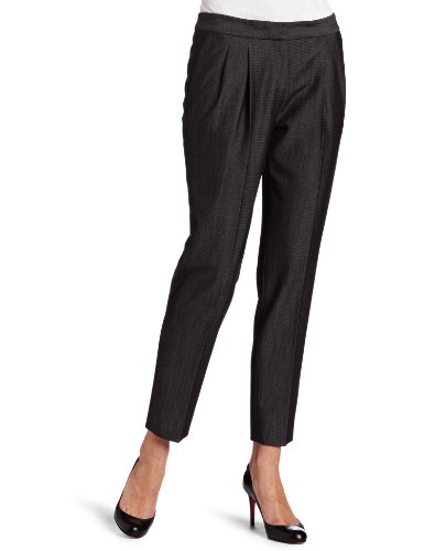 AK Anne Klein Women's Texture Suiting Straight Leg Pant, Dark Charcoal, 2
