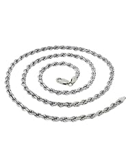 Sterling Silver Solid Rope Link Chain Necklace 3.3MM 22"