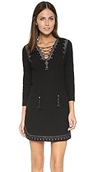 Lace-Up Jacquard Cotton/Elastane/Polyester/Spandex/Viscose Mini Dress 