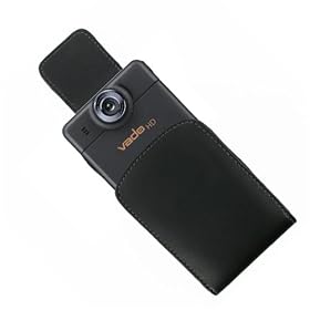 Premier Black Leather Case for Creative Labs Vado HD 720p Pocket Video Camcorder 8 GB cover comes with belt clip holster