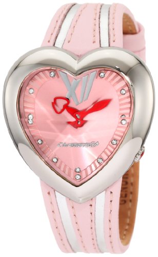 Chronotech Women's CT.7688M/10 Heart Shape Pink Leather Watch