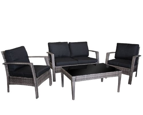 Gartengarnitur P. Rattan Sitzgruppe inkl. Polster – 13tlg.