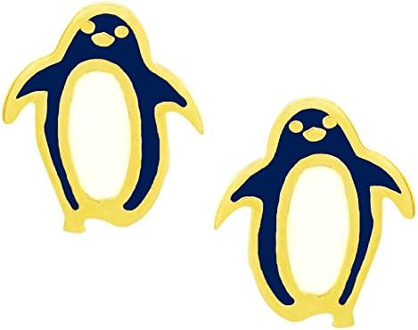 Leah And Kate Women's Mini Enamel Penguin Charm Stud Earrings