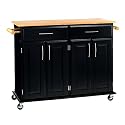 Dolly Madison Kitchen Island Cart - Black/ Natural
