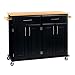 Dolly Madison Kitchen Island Cart - Black/ Natural