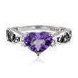 Heart Natural Amethyst and Diamond Ring in 10k White Gold, 1.29 cttw, Certificate of Authenticity