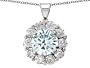 1.70 cttw Genuine Round Aquamarine Pendant in 925 Sterling Silver