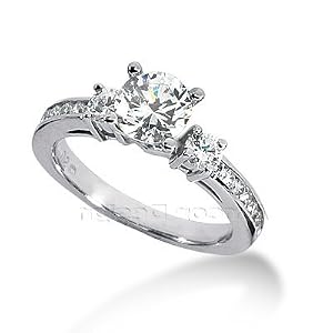 14K White Gold Engagement Ring - 1.25CT Round Cut Diamond Ring(H-I Color, I1 Clarity), All Sizes Available