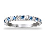 41im5s%2BquNL. SL160  Womens 10k White Gold Blue Sapphire and Diamonds Anniversary Ring , Size 7