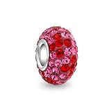 Bling Jewelry Dark Red Flower Pink Swarovski Crystal Sterling Silver Bead