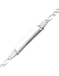 14K White Gold 3.0mm Baby ID Figaro Bracelet with Lobster Claw Clasp - 6"Inches