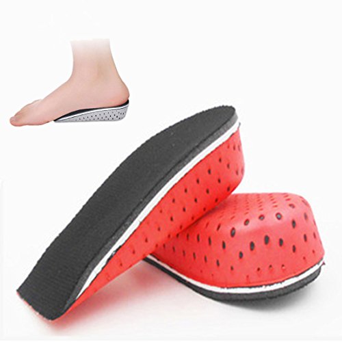 KalevelÂ® Height Increase Insole 3.3cm 1.3 Inches Half Elevator Insole Breathable Invisible Increased Insole Shoe Lifts Increased Shoe Pads Elevator Insoles for Men Women (Red)