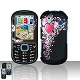 Black Pink Vine Heart Design Rubberized Snap on Hard Skin Shell Protector C ....