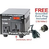 Power Bright VC200W Voltage Transformer 200 Watt Step Up/Down 110 Volt - 220 Volt