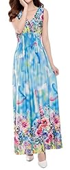 Plus Size V-neck Sleeveless Viscose Summer Maxi Dress 