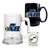 NBA Utah Jazz 15-Ounce Tankard, 15-Ounce Ceramic Mug & 2-Ounce Shot Glass Set - Primary Logo