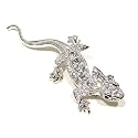 Clear Swarovski Crystal Lizard Gecko Design Silver-Tone Brooch Pin