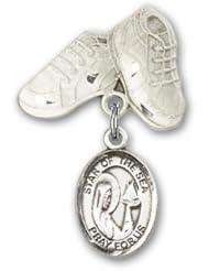 Sterling Silver Baby Badge with Our Lady Star of the Sea Charm and Baby Boots Pin