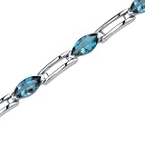 Fabulous Trend: 5.75 carats total weight Marquise Shape London Blue Topaz Gemstone Bracelet in Sterling Silver Rhodium Finish