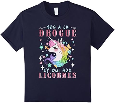 Kids Non A La Drogue Es Uoi Aux Licornes T-Shirt 8 Navy