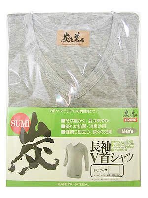 SUMI炭 紳士長袖V首シャツ L