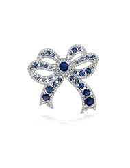 Bling Jewelry Sterling Silver Cz Pave Bridal Sapphire Color Ribbon Pin Brooch by Bling Jewelry