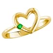 14k Yellow Gold Emerald Heart Ring