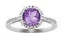 10k White Gold, February Birthstone, Amethyst and Diamond Ring, Size 6