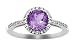 10k White Gold, February Birthstone, Amethyst and Diamond Ring, Size 8