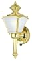Westinghouse 64506 One-Light Outdoor Upward Wall Sconce, Polished Solid Brass with Frosted White Glass