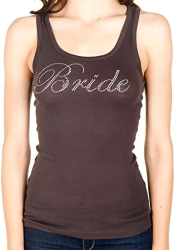 Bride Rhinestone Longer Length Tank (Large, Chocolate)
