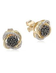 10k Yellow Gold Black and White Diamond Earrings (2/5 cttw, I-J Color, I2-I3 Clarity)