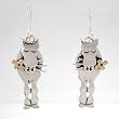 Happy Horse with Flower Bouquet Earrings in Sterling Silver and Brass, #8925