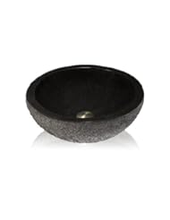 Home Improvement: Lenova SV-12 Stone Vessel Round Bowl Bathroom Sink with Natural Outside Surface, Absolute Black Granite - Lenova Sinks