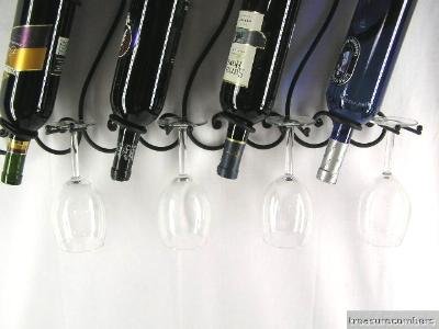 Tuscan Iron Scroll Wall Wine Bottle Glass Rack Ballard