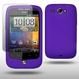HTC WILDFIRE PURPLE SILICONE SKIN CASE WITH SCREEN PROTECTOR BY CELLAPOD CASES
