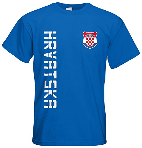 Kroatien Hrvatska EM 2016 T-Shirt Trikot Name Nummer (Royalblau, XXL)